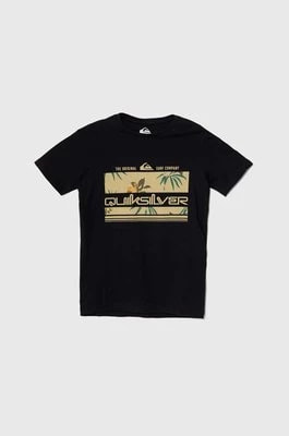 Zdjęcie produktu Quiksilver t-shirt bawełniany dziecięcy TROPICALRAINYTH kolor czarny z nadrukiem