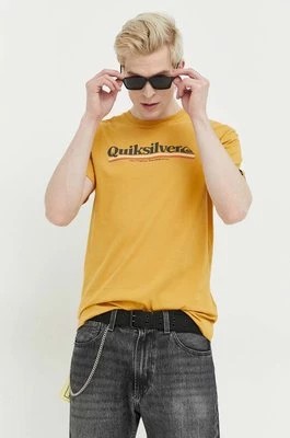 Zdjęcie produktu Quiksilver t-shirt bawełniany kolor żółty z nadrukiem