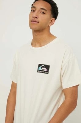 Zdjęcie produktu Quiksilver t-shirt bawełniany męski kolor beżowy z nadrukiem