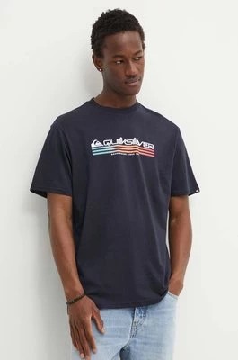 Zdjęcie produktu Quiksilver t-shirt bawełniany męski kolor granatowy z nadrukiem
