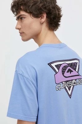 Zdjęcie produktu Quiksilver t-shirt bawełniany męski kolor niebieski z nadrukiem
