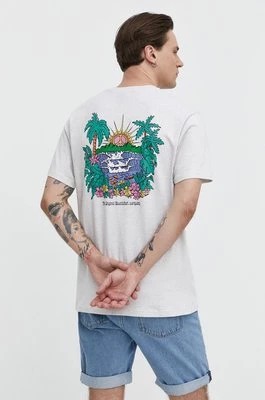 Zdjęcie produktu Quiksilver t-shirt bawełniany męski kolor szary z nadrukiem
