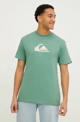 Zdjęcie produktu Quiksilver t-shirt bawełniany męski kolor zielony z nadrukiem