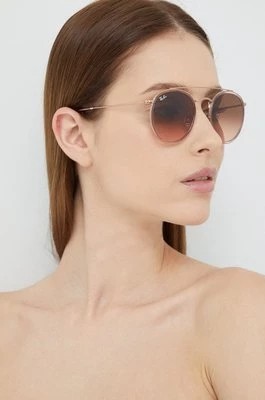 Zdjęcie produktu Ray-Ban okulary przeciwsłoneczne 0RB3647N damskie kolor brązowy