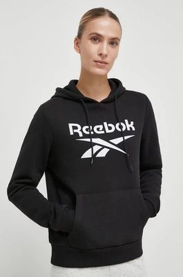 Zdjęcie produktu Reebok bluza damska kolor czarny z kapturem z nadrukiem