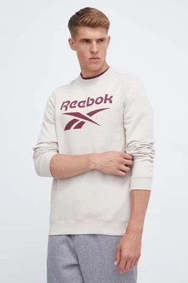 Zdjęcie produktu Reebok bluza męska kolor beżowy z nadrukiem