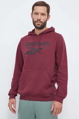 Zdjęcie produktu Reebok bluza męska kolor bordowy z kapturem z nadrukiem