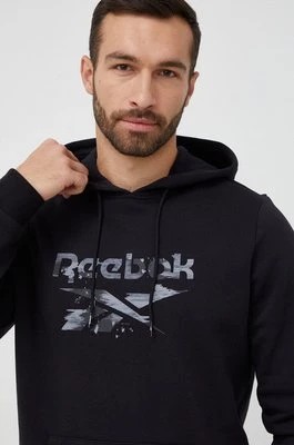 Zdjęcie produktu Reebok bluza męska kolor czarny z kapturem z nadrukiem