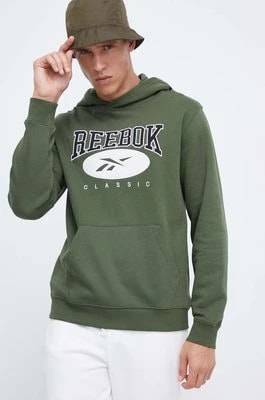 Zdjęcie produktu Reebok Classic bluza męska kolor zielony z kapturem z aplikacją