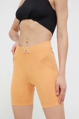 Zdjęcie produktu Reebok Classic szorty damskie kolor pomarańczowy gładkie high waist