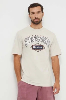 Zdjęcie produktu Reebok Classic t-shirt bawełniany kolor beżowy z nadrukiem
