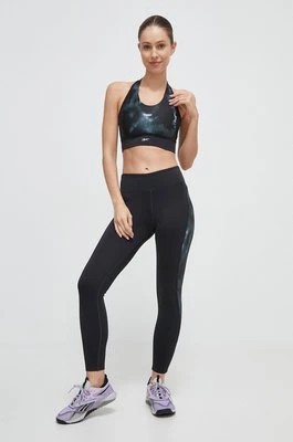 Zdjęcie produktu Reebok legginsy do biegania kolor czarny wzorzyste