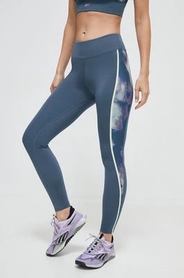 Zdjęcie produktu Reebok legginsy do biegania kolor niebieski wzorzyste