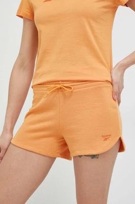 Zdjęcie produktu Reebok szorty damskie kolor pomarańczowy gładkie high waist