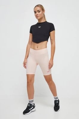 Zdjęcie produktu Reebok szorty damskie kolor różowy gładkie high waist