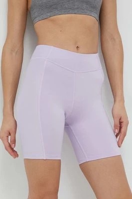 Zdjęcie produktu Reebok szorty do jogi damskie kolor fioletowy gładkie high waist