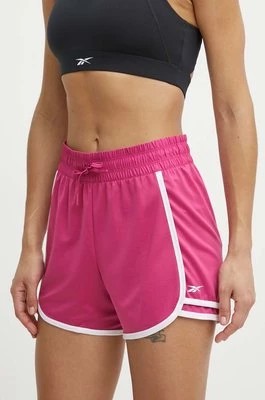 Zdjęcie produktu Reebok szorty treningowe Identity Training kolor różowy z aplikacją high waist 100022497