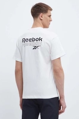 Zdjęcie produktu Reebok t-shirt bawełniany Brand Proud męski kolor beżowy z nadrukiem 100076380