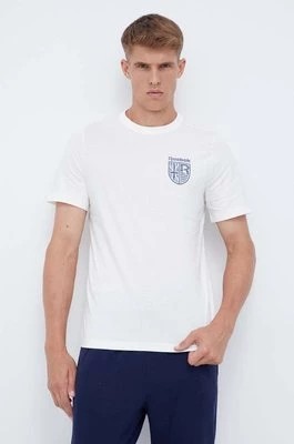 Zdjęcie produktu Reebok t-shirt bawełniany kolor beżowy z nadrukiem
