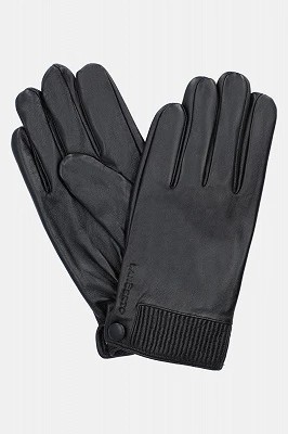 Zdjęcie produktu Rękawiczki Czarne Skórzane ze Ściągaczem Touch Lancerto