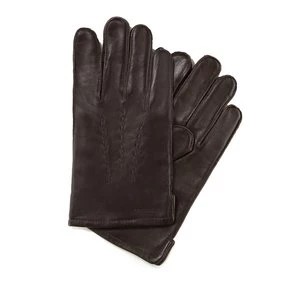 Zdjęcie produktu Ocieplane czarne rękawiczki męskie ze skóry naturalnej ciemny brąz Wittchen