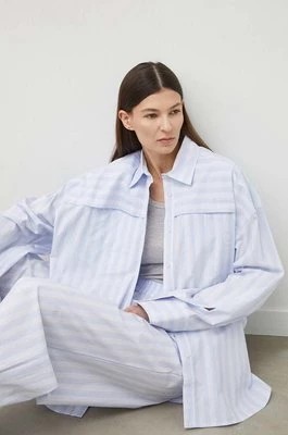 Zdjęcie produktu Remain koszula bawełniana damska kolor niebieski relaxed z kołnierzykiem klasycznym