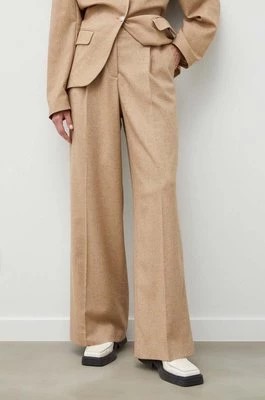Zdjęcie produktu Remain spodnie dresowe z domieszką wełny kolor beżowy proste high waist