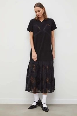 Zdjęcie produktu Remain sukienka kolor czarny midi rozkloszowana