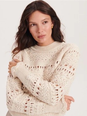 Zdjęcie produktu Reserved - Ażurowy sweter - kremowy