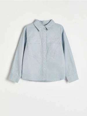 Zdjęcie produktu Reserved - Bawełniana koszula z haftem - jasnoniebieski