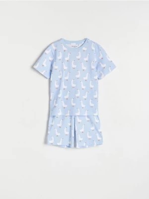 Zdjęcie produktu Reserved - Bawełniana piżama z nadrukiem - jasnoniebieski