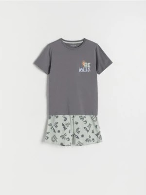 Zdjęcie produktu Reserved - Bawełniana piżama z nadrukiem - jasnozielony
