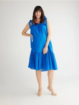 Zdjęcie produktu Reserved - Bawełniana sukienka z falbaną - niebieski
