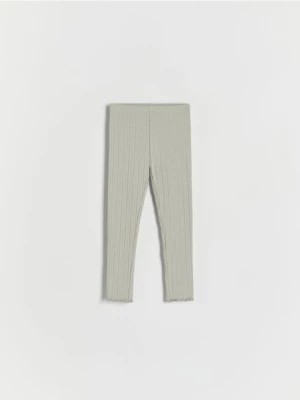 Zdjęcie produktu Reserved - Bawełniane legginsy w prążek - oliwkowy