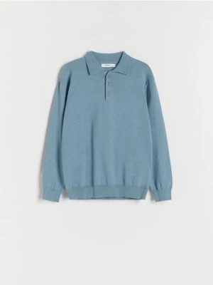 Zdjęcie produktu Reserved - Bawełniany sweter polo - niebieski