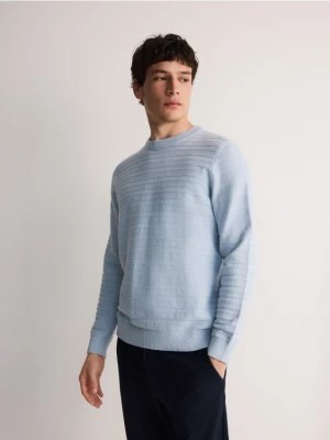 Zdjęcie produktu Reserved - Bawełniany sweter w paski - jasnoniebieski