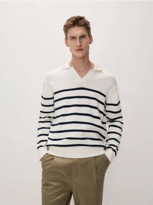 Zdjęcie produktu Reserved - Bawełniany sweter w paski - złamana biel