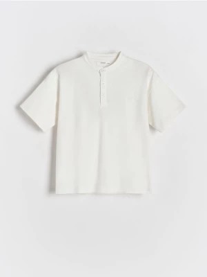 Zdjęcie produktu Reserved - Bawełniany t-shirt henley - złamana biel