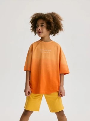 Zdjęcie produktu Reserved - Bawełniany t-shirt oversize - jasnopomarańczowy