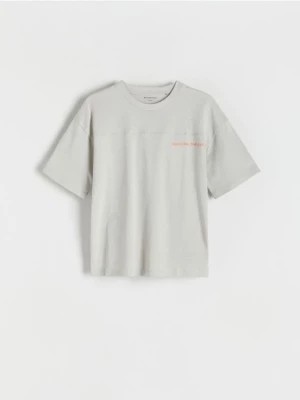 Zdjęcie produktu Reserved - Bawełniany t-shirt oversize - jasnoszary