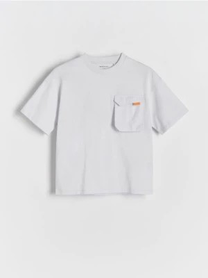 Zdjęcie produktu Reserved - Bawełniany t-shirt oversize - złamana biel