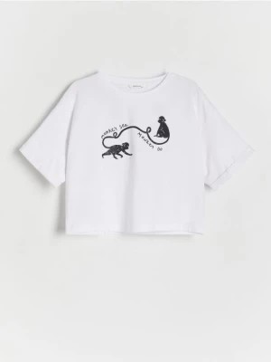 Zdjęcie produktu Reserved - Bawełniany t-shirt z aplikacją - biały