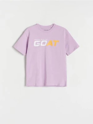 Zdjęcie produktu Reserved - Bawełniany t-shirt z nadrukiem - fioletowy