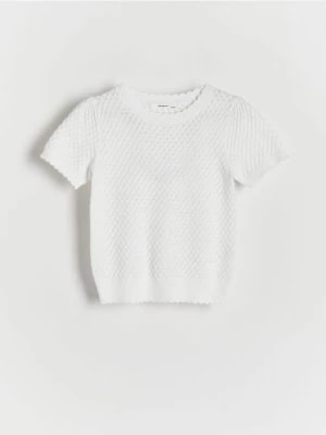 Zdjęcie produktu Reserved - Bluzka z domieszką wełny - złamana biel