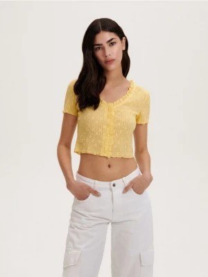 Zdjęcie produktu Reserved - Bluzka z tłoczonym wzorem - jasnożółty