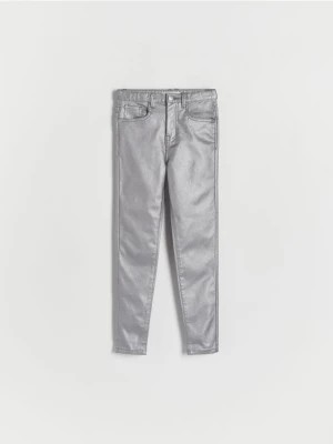 Zdjęcie produktu Reserved - Błyszczące jeansy slim high waist - srebrny