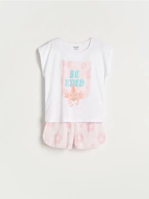 Zdjęcie produktu Reserved - Dwuczęściowa piżama z nadrukiem - pastelowy róż