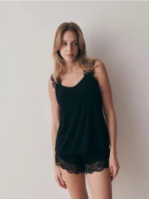 Zdjęcie produktu Reserved - Dwuczęściowa piżama z wiskozy - czarny