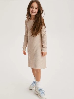 Zdjęcie produktu Reserved - Dzianinowa sukienka w prążek - kremowy
