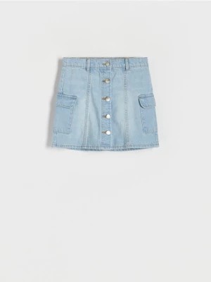 Zdjęcie produktu Reserved - Jeansowa spódnica z kieszeniami cargo - niebieski